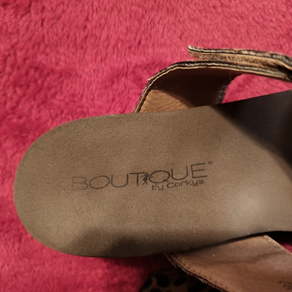 Corkys Brown Leopard Wedge Sandals - Picture 3 of 3